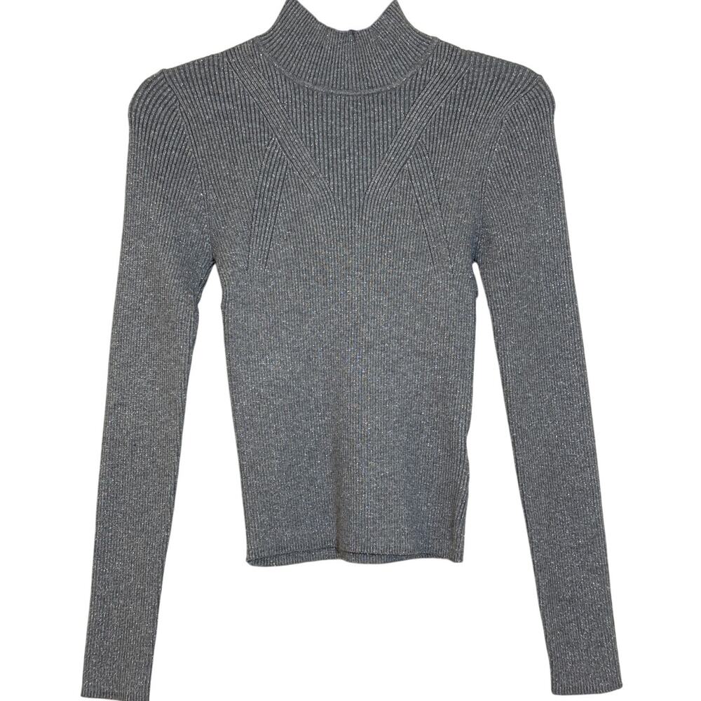 NWT Steve Madden, Small Silver And Gray Dressy Glittery Long Sleeve Turtleneck
